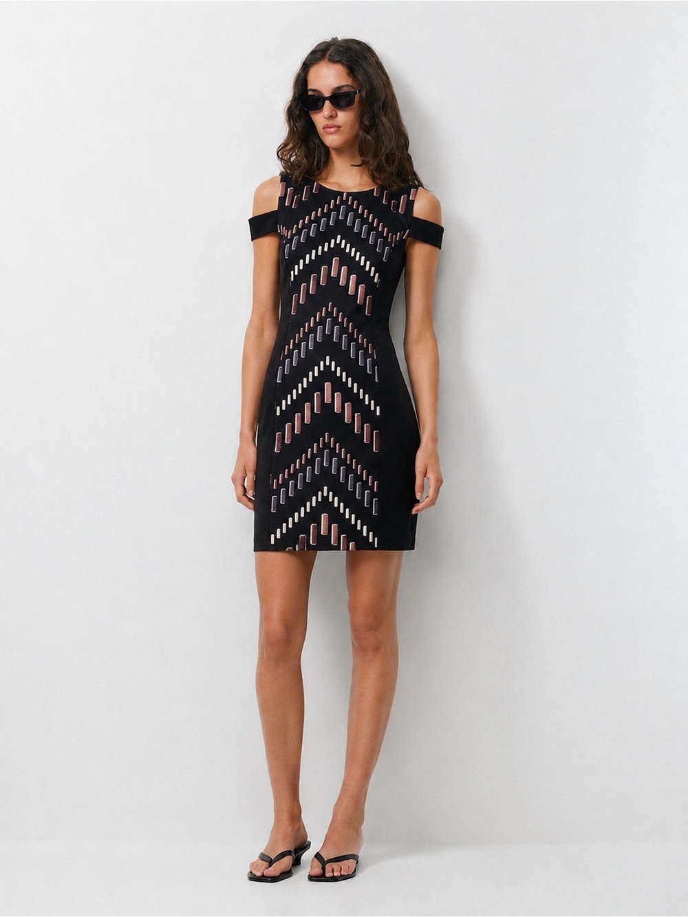 Ted Baker $295 Black Geometric Pattern Dress Size 4 Small Cocktail Party Office